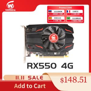 VEINEDA Original RX 550 4GB Video Cards GPU GDDR5 Graphics Cards PC Desktop Computer Game Map PCI-E X16 for AMD Radeon RX550 4GB