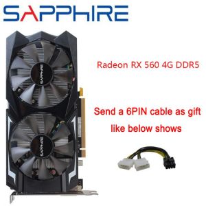 SAPPHIRE AMD Radeon RX 560 4GB 128bit GDDR5 Graphics Card PCI Desktop RX 560D Video Card For PC Gaming Used Cards