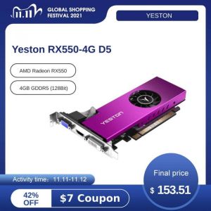 Yeston RX550-4G D5 LP Graphics Card Radeon Chill 4GB Memory GDDR5 128Bit 6000MHz VGA + HD MI + DVI-D GPU