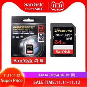100% Original Sandisk Extreme Pro Memory Card 256GB 128GB 64GB Max Read Speed 170MB/s SD Card Class 10 U3 32GB 95MB/s For Camera