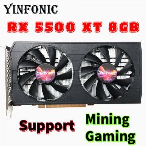New Video Card RX 5500 XT 8GB 128Bit 1408SP GDDR6 Graphics Cards for AMD Radeon RX5500XT Mining Lower power than RX 580 8GB
