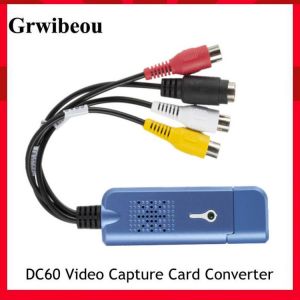 Grwibeou USB 2.0 Video Audio Capture Card Adapter Portable VHS DC60 DVD Video Capture Card Converter TV Tuner for Computer Win7