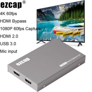 4K 60fps HDR HDMI Loop Video Capture Card USB 3.0 Game Live Streaming Plate 1080p Recording Box MIC In 3.5mm Gamepad Audio Input