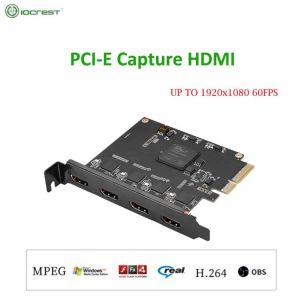 IOCREST 4 Port HDMI-compatibleTo Pcie X4 Quad HDMI Recorder 4K PCI-e Capture Card High Performance HD 4K Input Connection