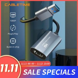 CABLETIME USB 3.0 Video Capture Card 4K HDMI-compatible Game Grabber Record Box For Switch Camera Recorder Live Streaming N436