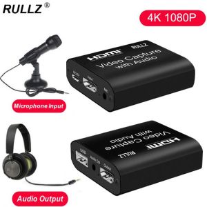 4K TV Loop 1080p HDMI Graphics Capture Card USB 2.0 3.0 Recording Box Game Live Streaming Mic In Audio Out Phone Video Recorder