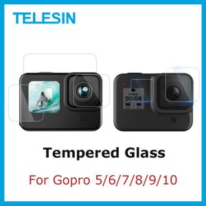 TELESIN 6Pcs Tempered Glass Screen & Lens Protective Film Cover for Gopro hero 5/6/7/8/9/10 Film Lens Cap Cover
