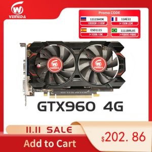 VEINEDA PC Video Card Original GTX 960 4GB 128Bit  6600mhz GDDR5 Graphics Cards  GTX960 4gb  Dvi VGA For nVIDIA Geforce Game