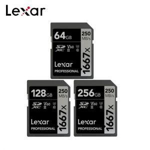 Original Lexar Memory Card 1667x V60 250MB/s Flash Card 64GB 128GB 256GB UHS-II U3 SD Card SDXC C10 For 3D 4K HD Video