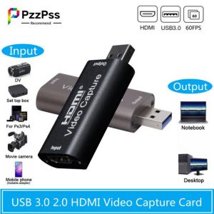 PzzPss Video Capture Card USB 2.0 3.0 HDMI Video Grabber Record Box for PS4 Game DVD Camcorder Camera Recording Live Streaming