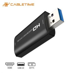 CABLETIME 4K HDMI Capture Card USB 3.0 60FPS Screen Recording Vedio Capture for PS4 Camera Live Streaming Recorder C371