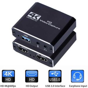 4K 1080p Video Capture Card USB 3.0 to HDMI-Compatible Live Streaming Game Recorder Box Loop-Out Video Capture Device