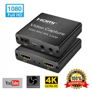 HDMI-compatible Graphics Capture Card USB 2.0 3.0 Recording Box Game Live Streaming Mic In Audio Out Phone Video Recorder