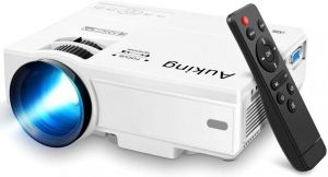 AuKing Mini Projector 2021 Upgraded Portable Video-Projector,55000 Hours Multimedia Home Theater Movie Projector,Compatible with F