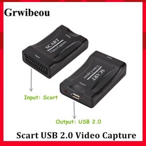 Grwibeou Video Capture Card USB 2.0 Scart Video Grabber Record Box for PS4 Game DVD Camcorder Camera Recording Live Streaming