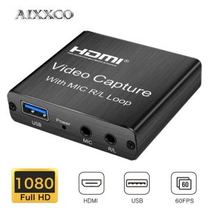 AIXXCO HDMI Video Capture Card 1080p Game Capture Card USB 2.0 Recorder Box Device for Live Streaming Video Recording