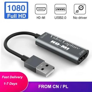 HD-MI Video Capture Card USB2.0 Lightweight Portable HD-MI Live Video Recorder Game Capture Card for Laptop PS4 Live Streaming