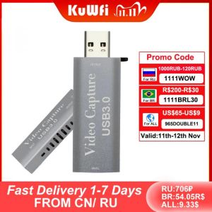 KuWFi 4K USB Capture Video Card USB 3.0 1080P Video Card HDMI Grabber Record Box for PS4 Game Camera Live Streaming NEW
