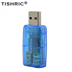 TISHRIC USB External Sound Card 5.1 3D Stereo Mic Headphone Audio Adapter USB to 3.5mm Jack For Mac PC Computer Android Windows