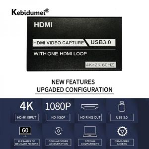 4K USB3.0 HDMI-compatible Video Capture Card 1080p 60Hz 60FPS Capture Card Screen Dongle Game Live For Linux Mac OS Windows PS4