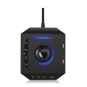 HOT-Phoinikas T10 Multi-Switch Usb Hub Audio Adapter External Stereo Card With 3.5 Mm Headphones And Microphone Jack Black