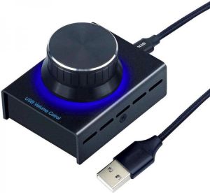 USB Volume Control Knob Audio Adjuster with 4.9ft USB Cable PC Speakers Switch Control Module PC Speaker Computer Audio Control