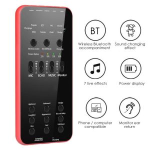 E6 Sound Card for Cell Phone PC Broadcast Sound Card External USB Live Sound Card Singing Equipment