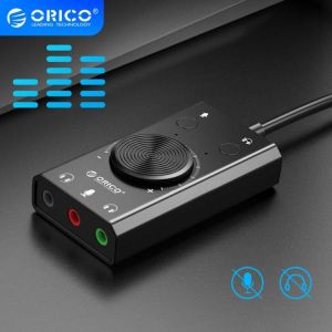 ORICO USB Sound Card External Jack 3.5mm Microphone Speaker Headset Audio Adapter Adjustment Free Drive for Computer Laptop PS4