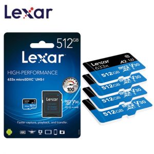 Lexar Micro sd card 512GB 95MB/S High-Performance 633x High speed car TF Flash Memory Card UHS-1 For smartphone camera Gopro
