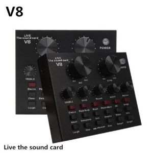 V8 Audio Sound Card External USB Headset Microphone Webcast Live Broadcast Sing In Home Entertainmen For Phone Computer TV