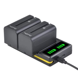 5200mAH NP-F750 NP-F770 Li-ion Camera Battery+LED USB Dual Charger for Sony QM91D CCD-RV100 TRU47E LED Video Light  YN300Air II