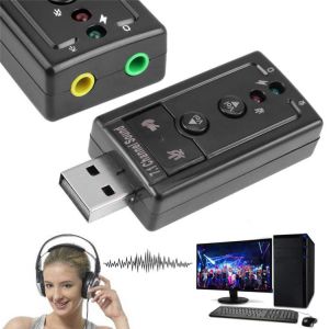 7.1 Virtual USB Sound Card External Audio Adapter for Desktop Laptop 3.5mm AUX Headphone Microphone Converter