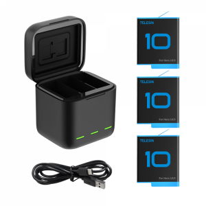 TELESIN 1750mAh Li-ion Batteries For GoPro Hero 10 9 Black Battery Charger with TF Card Storage Fast Charging Camera Accessories