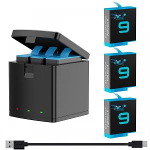 2000mAh Batteies for GoPro Hero 9/10 Battery,3-channel USB charger (Fully Compatible with official GoPro 9 10 Accessories)