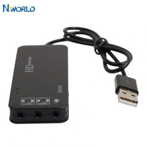 Multi-Function 3 Port Usb 2.0 External 7.1Ch Stereo Sound Card Adapter  2 Micphone Jack 3.5mm Earphone Audio AU For Pc