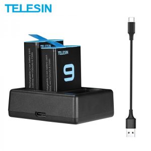 TELESIN 2Pack 1750mAh Battery For GoPro 10 3 Ways Battery Charger LED Light Charging for GoPro Hero 9 10 Camera Accessories