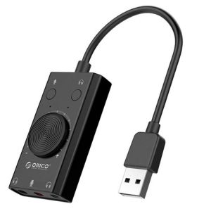 ORICO SC2 External USB Sound Card Volume Adjustable 3-Port Mic Headphone Audio Card Adapter for PC  External sound card