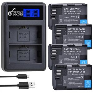 2650mAh LP E6 LPE6 LP-E6 Battery for Canon 80D EOS 5DS R 5D Mark II 5D Mark III 6D 7D + LCD Dual Charger