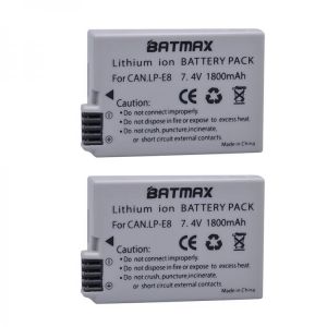 2Pcs 1800mah LP-E8 LP E8 LPE8 Camera Battery for Canon EOS 550D 600D 650D 700D Kiss X4 X5 X6i X7i Rebel T2i T3i T4i T5i Batterie