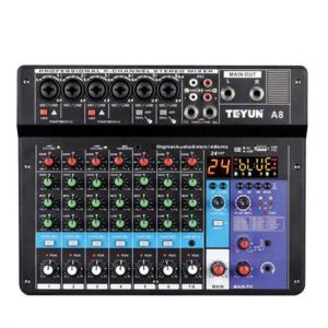 Sound Card Audio Mixer Sound Board Console Desk System Interface 8 Channel USB Bluetooth 48V Power Stereo (EU Plug)