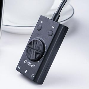 USB Sound Card, USB External Stereo Sound Adapter Splitter Converter with Volume Control for Windows and Mac, Plug & Play