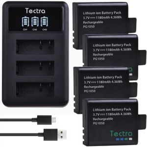 4Pcs SJ4000 PG1050 Battery for SJCAM SJ5000 PG900 EKEN H9 H9R H3 H3R Sports Action Camera Battery+LED 3slots USB Charger