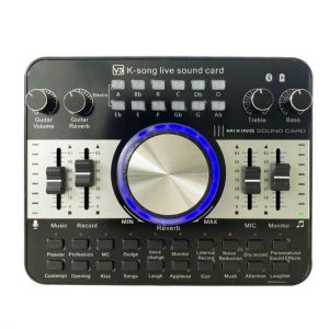 V3 Sound Card,Sound Mixer Board For Voice Changer Live Sound Card For Karaoke Multifunctional Audio Mixer