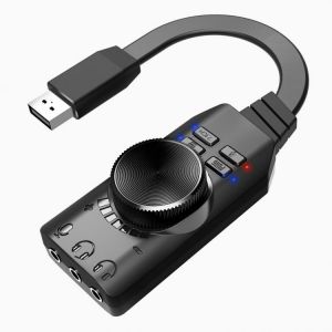 OUTAD External USB Sound Card Stereo Mic Speaker Headset Audio Jack 3.5mm Cable Adapter Mute Switch Volume Adjustment Free Drive