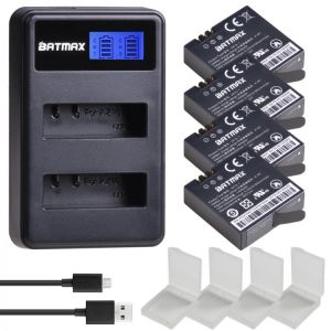 4Pcs 1400mAh 3.85V Battery AZ16-1 + LCD USB Dual Charger for Xiaomi Yi 2 4K Original Xiao Mi Yi Lite Action Cameras