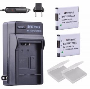 NB-11L / NB-11LH Ultra High Capacity  900mAh Battery& Wall Charger for Canon PowerShot A2300 IS, A2400 IS, A2500 Cameras(2 pac