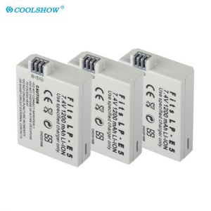 Camera Battery LP E5 LP-E5 LPE5 For CANON 450D 500D 1000D KISS X2 X3 F Rebel XS XSi T1i 1200mAh Standard Batteries