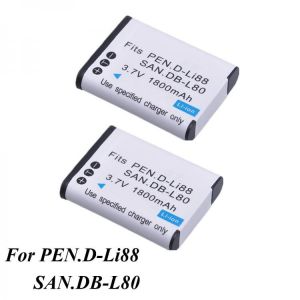 2Pcs DB-L80 D-LI88 DB-L80A D LI88 Camera Battery for Sanyo VPC-CG10 CG20 VPC-CG88 CG100 DB-L80AU for Pentax Optio P70 H90 W90