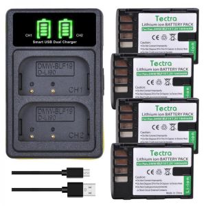 4Pcs DMW-BLF19 DMW BLF19 BLF19E DMW-BLF19e DMW-BLF19PP Battery&LED Dual USB Charger for Panasonic GH3 GH4 GH5 G9