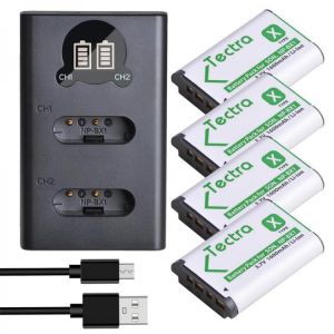4PCS NP-BX1 NPBX1 Camera Battery for Sony DSC RX1 RX100 M3 M2 RX1R WX300 HX300 HX400 HX50 HX60 GWP88 PJ240E AS15 WX350+Charger